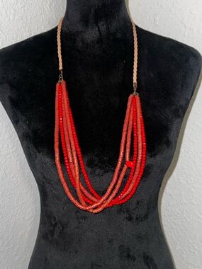 Handcrafted Multi-Strand Red Beaded Necklace